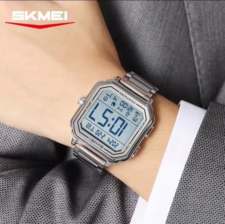 SKMEI 2448 Classic Chrono Digital – Silver Edition