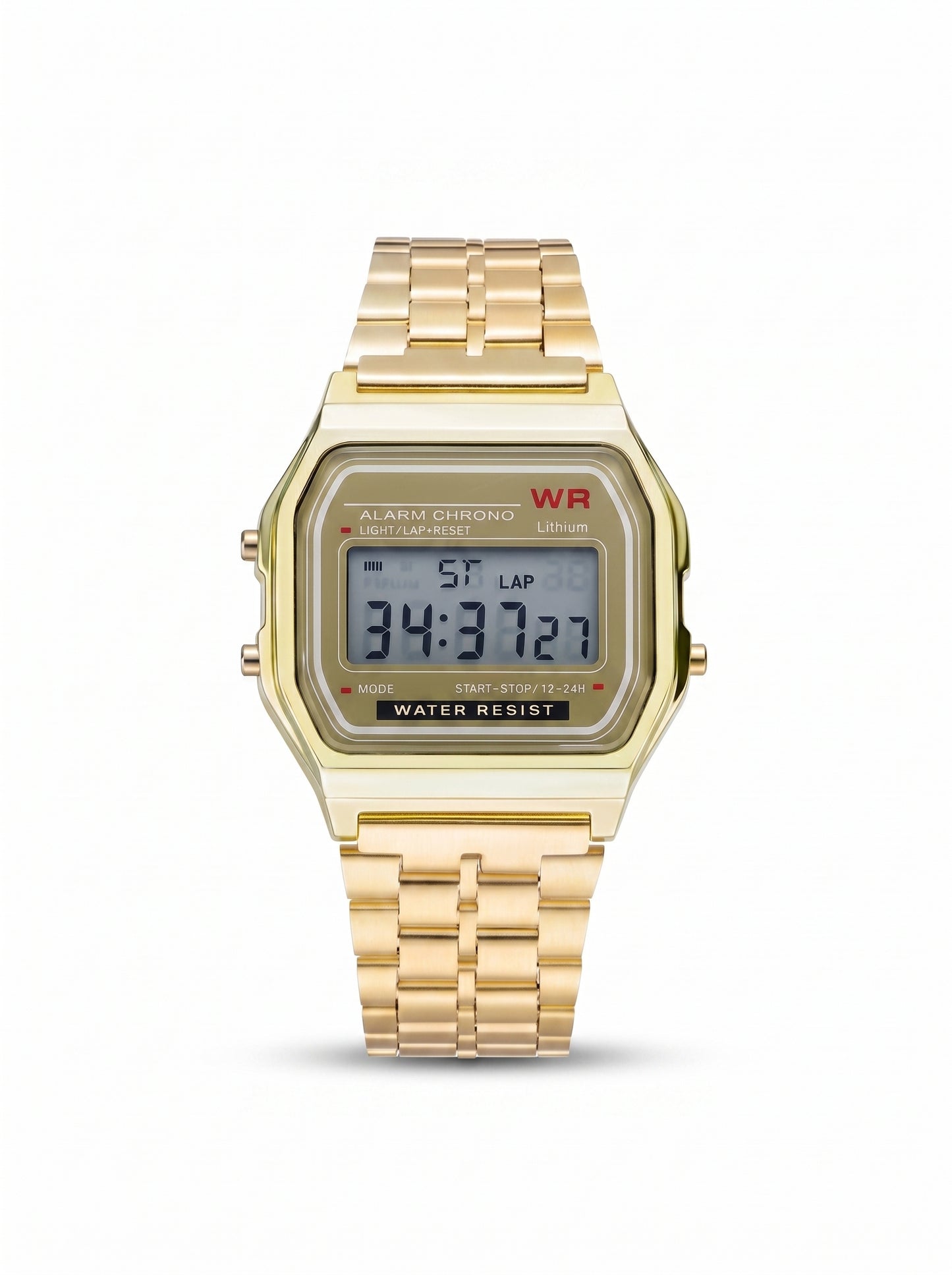 Retro Digital Gold-Tone Link Bracelet Watch