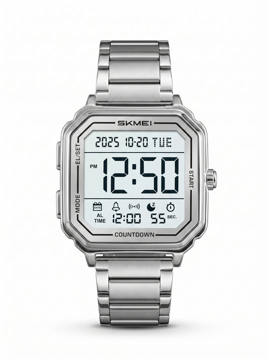 SKMEI 2448 Classic Chrono Digital – Silver Edition