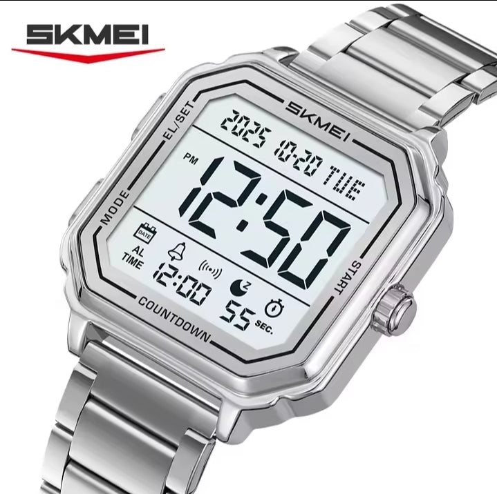 SKMEI 2448 Classic Chrono Digital – Silver Edition