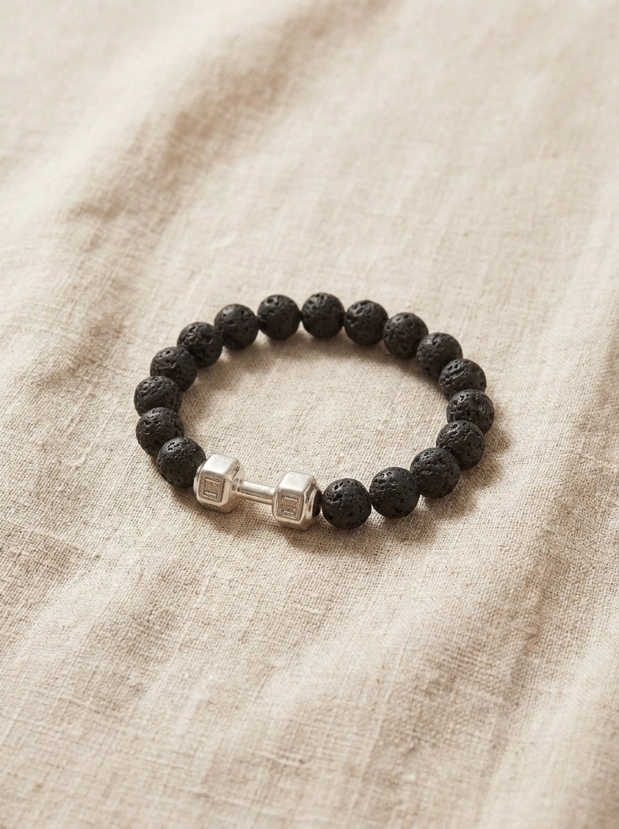 Moctavo "LIVE LIFT" Fitness Bead Bracelet – Silver & Black