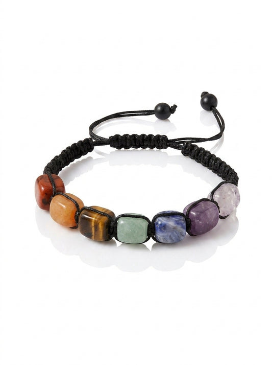 Moctavo 7 Chakra Energy Stone Braided Cord Bracelet