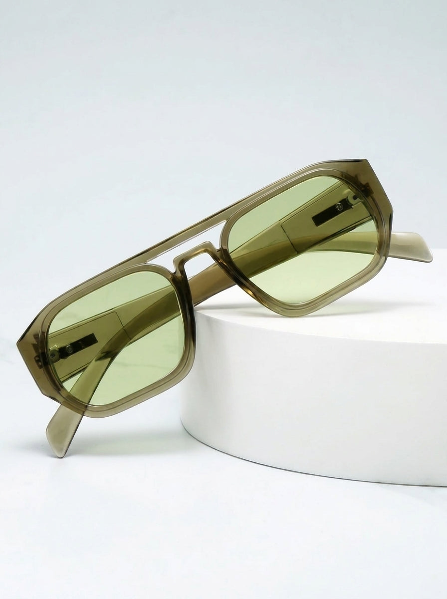 The Moctavo 1985 Luxury Acetate Sunglasses – Translucent Olive Edition