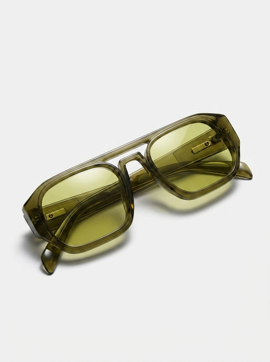 The Moctavo 1985 Luxury Acetate Sunglasses – Translucent Olive Edition