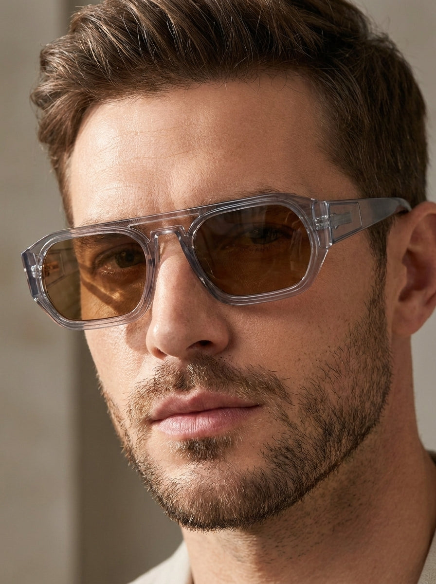 The Moctavo 1985 Luxury Acetate Sunglasses – Crystal Grey Edition